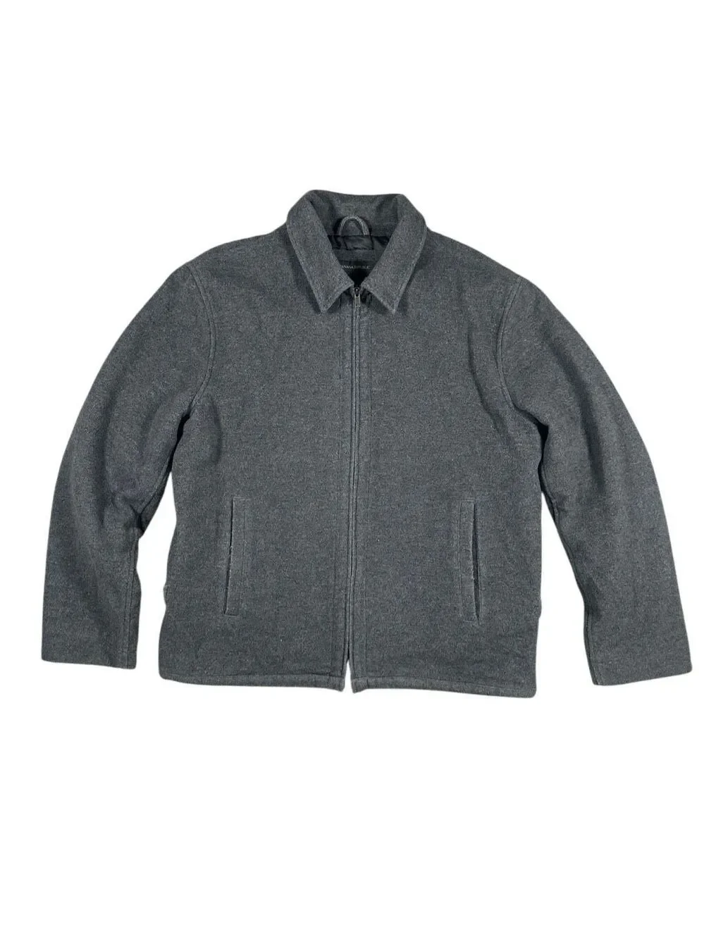 vintage y2k banana republic virgin wool cashmere gray zip up collar jacket men L